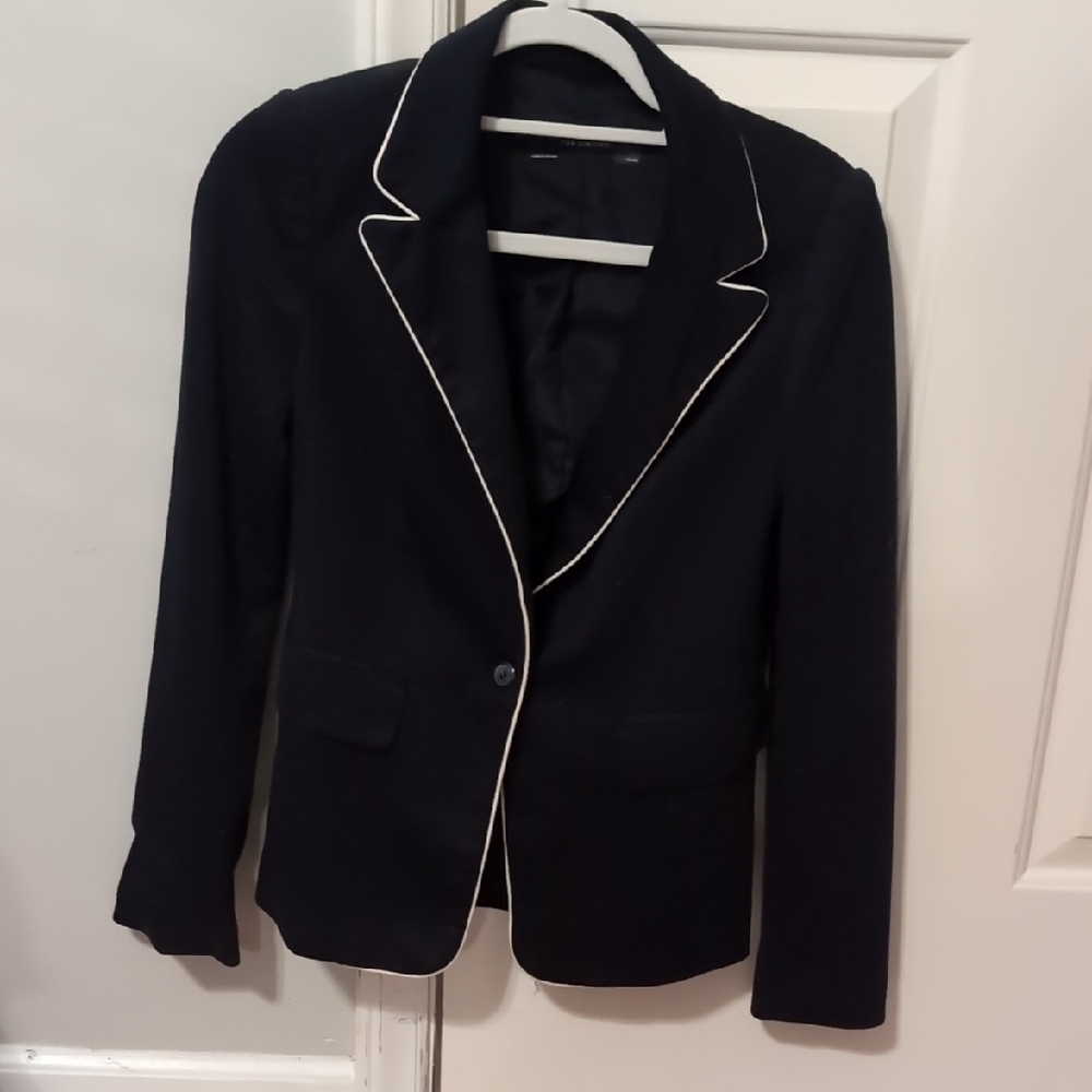 The Limited Black Blazer with White Piping